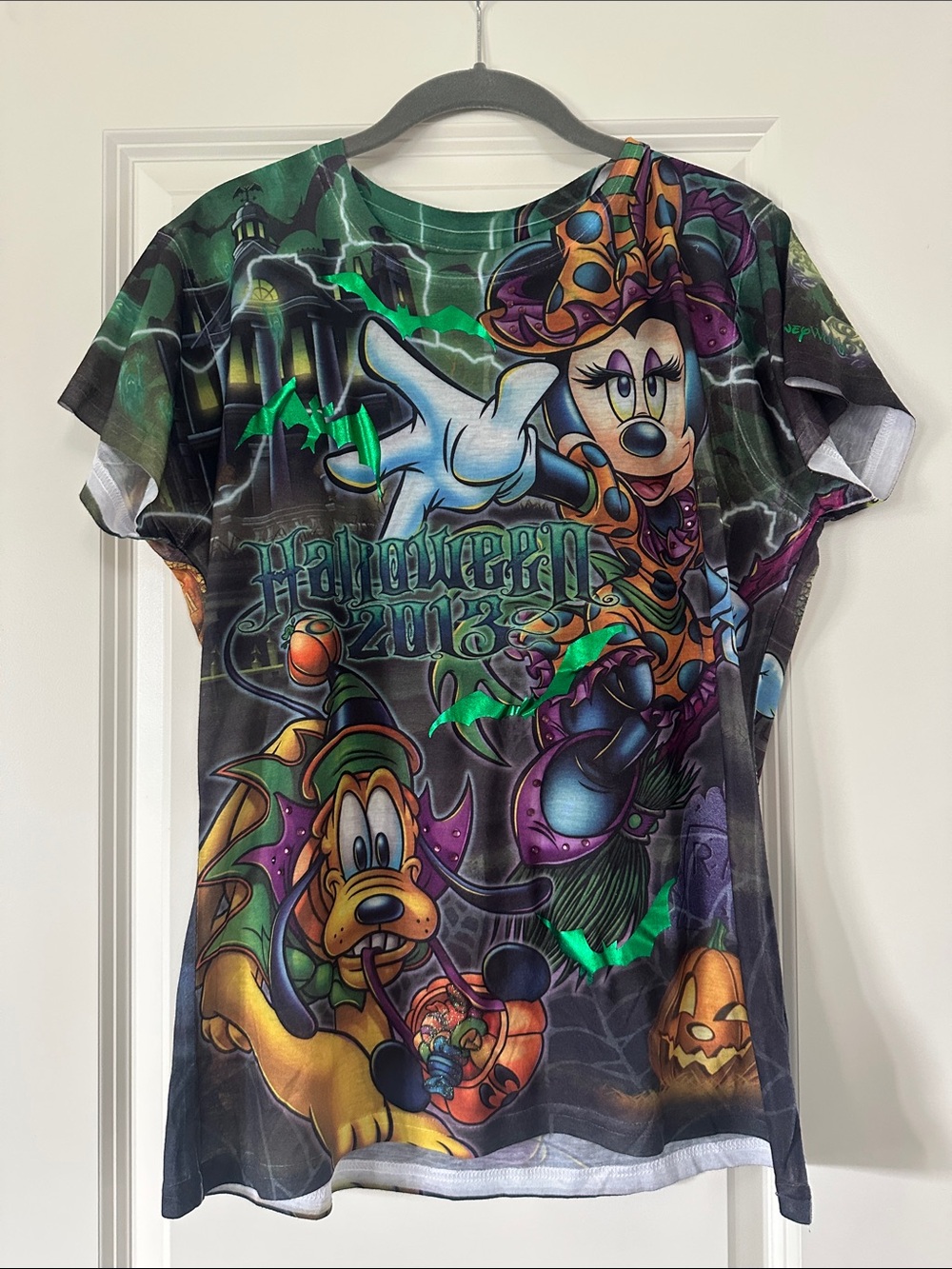 Disney Halloween 2013 Minnie & Pluto Graphic Tee - Green/Purple/Black